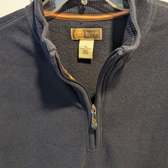 GH Bass Men's XL fleece pullover, zippered front pockets Navy - Picture 8 of 9